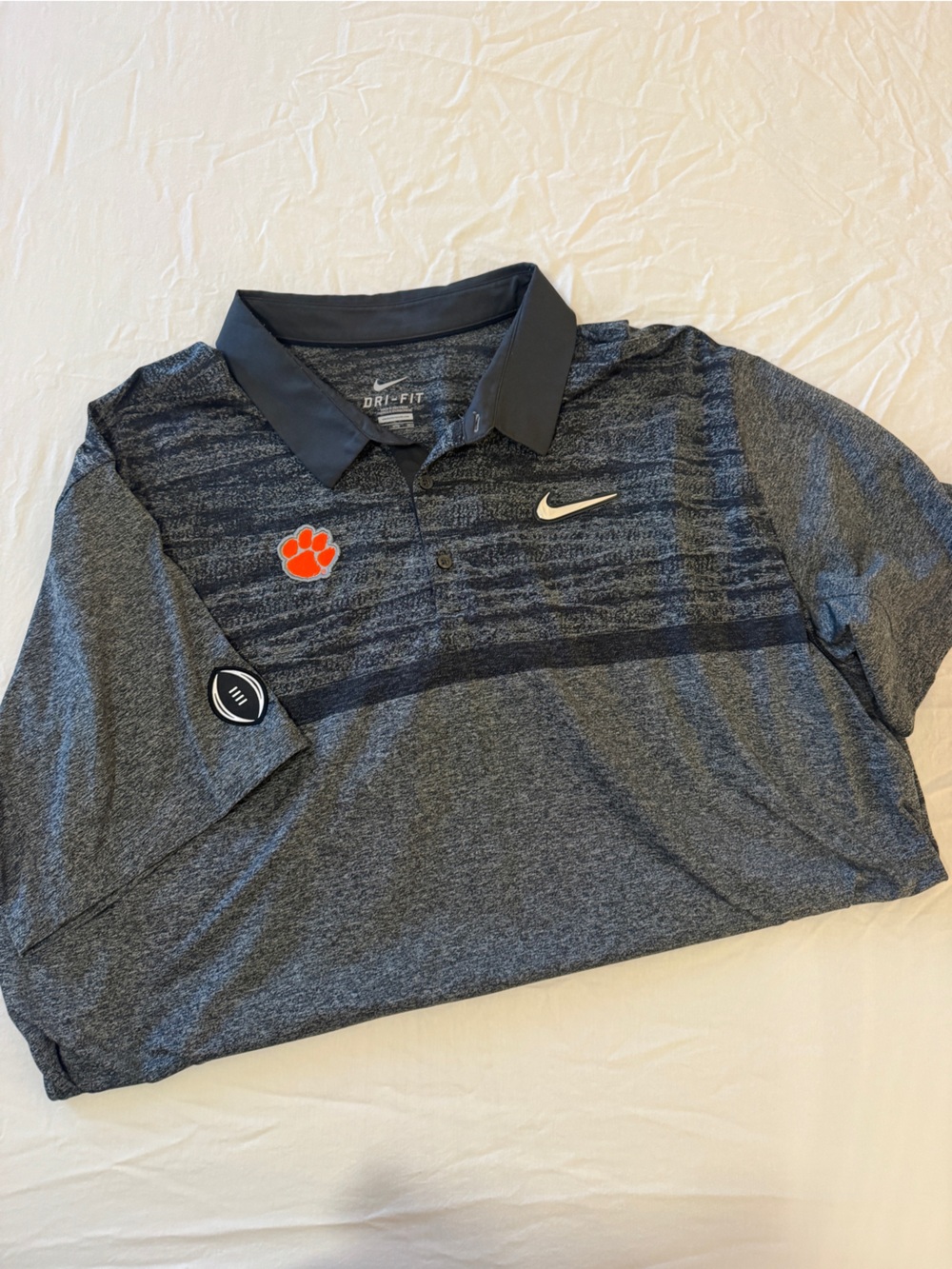 Nike Dark Gray Heather Clemson Polo with National Championship patch